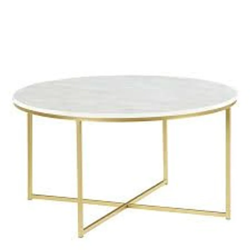 LEVINSON 36" COFFEE TABLE WITH X BASE- MARBLE/GOLD