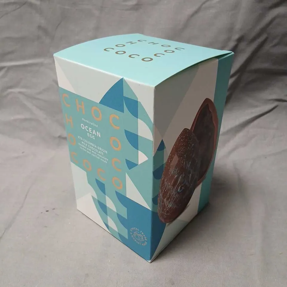 NINE CHOCOCO OCEAN EGG – HANDCRAFTED MILK CHOCOLATE EGG, 47% COLOMBIA ORIGIN