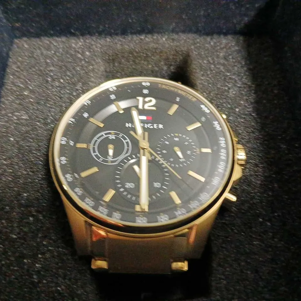 BOXED TOMMY HILFIGER JR GOLDEN WATCH 