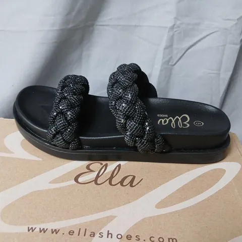 ELLA KITTY SANDALS – BLACK, UK 5 (BRAIDED STRAPS)