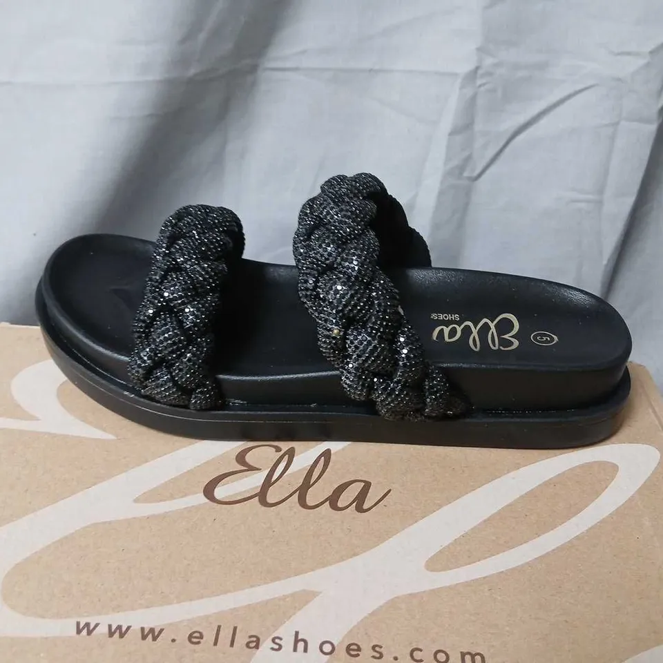 ELLA KITTY SANDALS – BLACK, UK 5 (BRAIDED STRAPS)