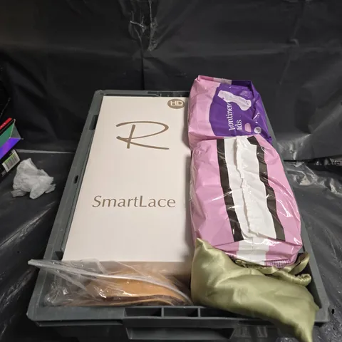 APPROXIMATELY 5 ASSORTED COSMETICS ITEMS TO INCLUDE PADS , WIGS , SLEEPING MASK , ETC 