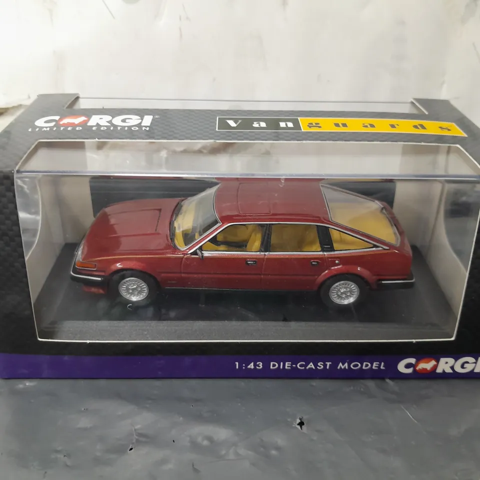 BOXED CORGI VANGUARDS 1:43 ROVER 3500 SE SD1 OPORTO RED