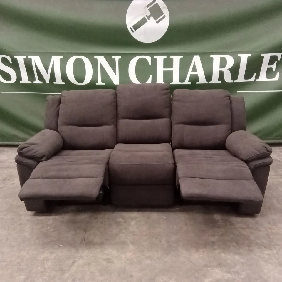 ALBION CHENILLE 3 SEATER HIGH BACK MANUAL RECLINER SOFA - CHARCOAL RRP £679