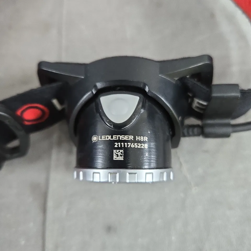 LED LENSER H8R HEAD TORCH WITH RED/BLACK HEAD STRAP