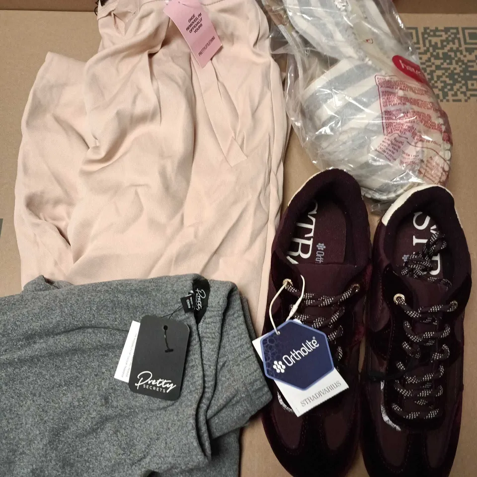 APPROXIMATELY 10 ASSORTED CLOTHING ITEMS IN VARIOUS SIZES TO INCLUDE BRANDS SUCH AS STRADIVARIUS, PRETTY SECRETS, PRETTYLITTLETHING, ETC