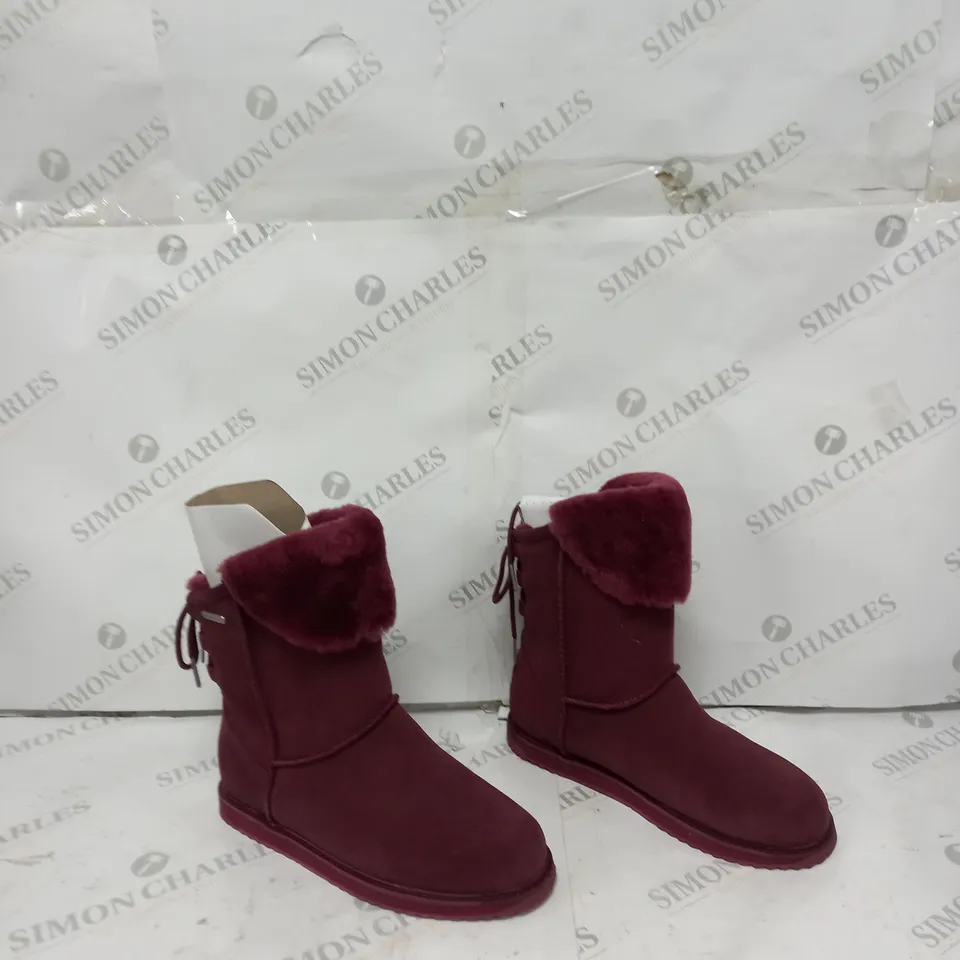 EMU AUSTRALIA BIRDWOOD BOOT - MERLOT SIZE 6 - BOXED 