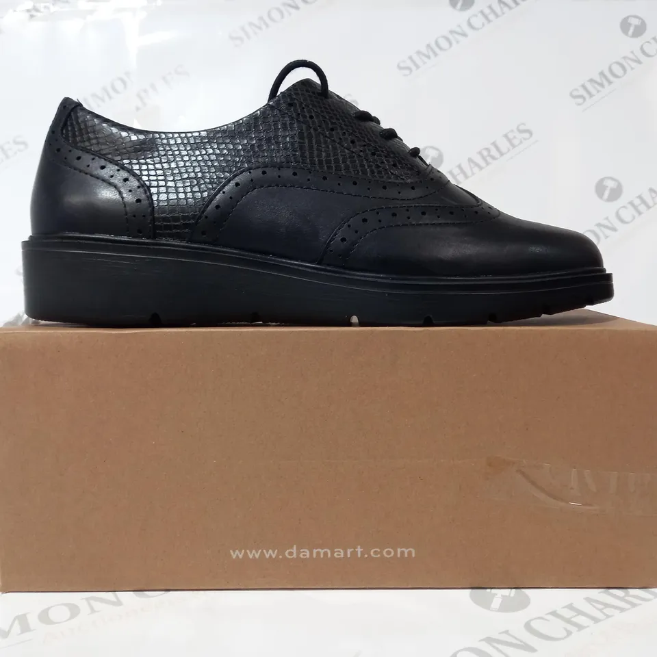 BOXED PAIR OF DAMART SHOES IN BLACK UK SIZE 7