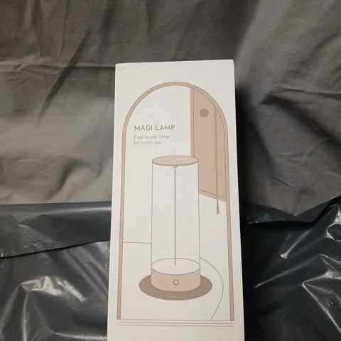 MAGI LAMP BEDSIDE TABLE LAMP – GLASS CYLINDER, BLACK BASE