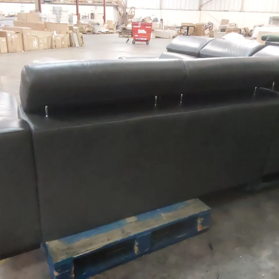 QUALITY DESIGNER ITALIAN MADE RICCARDO LEATHER ELECTRIC RECLINING CORNER SOFA - DARK GREY