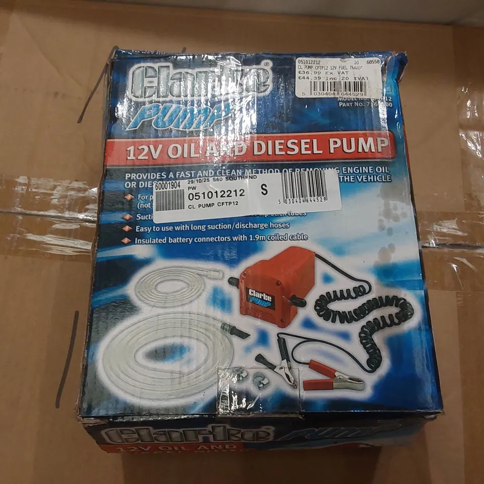 BOXED CLARKE CFTP12 12V OIL AND DIESEL PUMP
