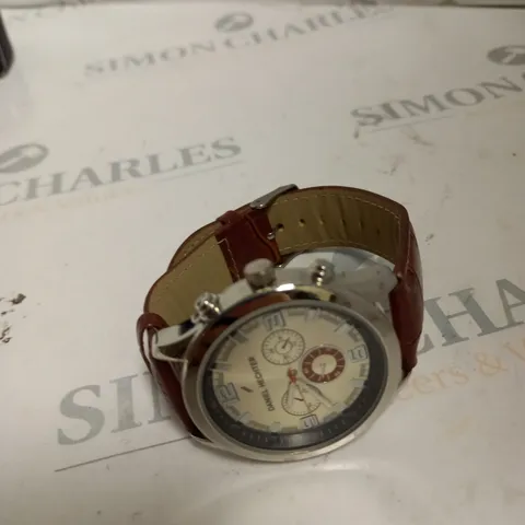MENS DANIEL HETCHER WATCH SYNTHETIC BURGUNDY STRAP