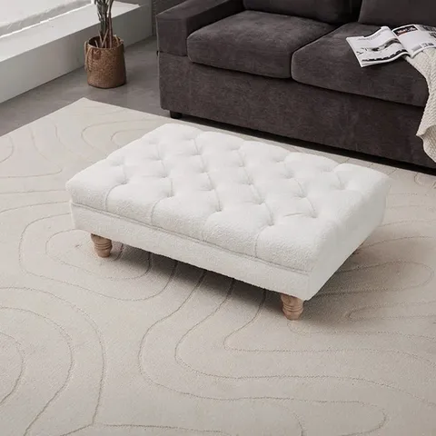 BOXED 90CM WIDE TUFTED RECTANGLE COCKTAIL OTTOMAN (1 BOX)