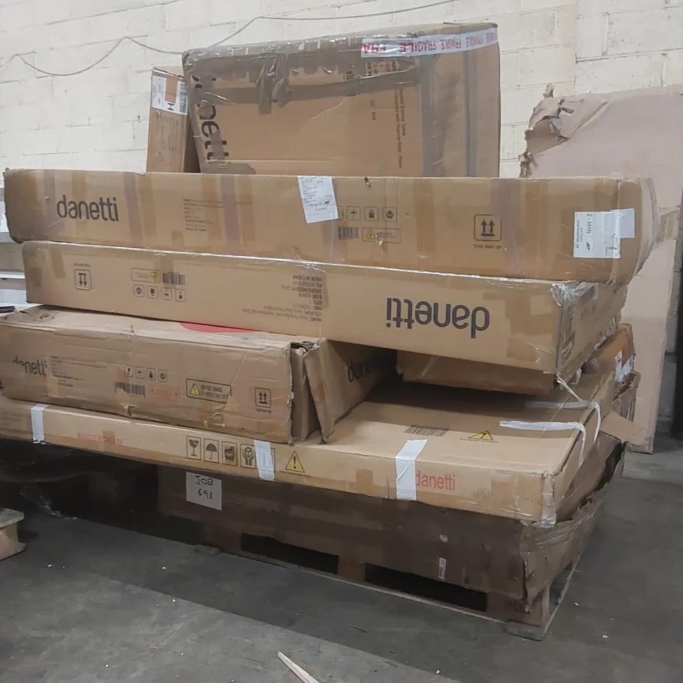 PALLET CONTAINING A VERY LARGE QUANTITY OF ASSORTED DESIGNER DANETTI FURNITURE PARTS