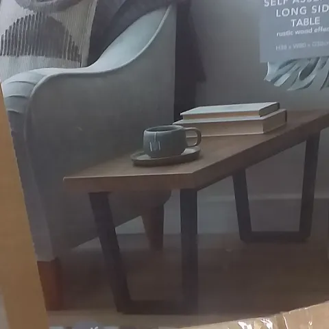 BOXED FREDDIE LONG SIDE TABLE IN RUSTIC WOOD EFFECT - H38 X W80 X D30 CM