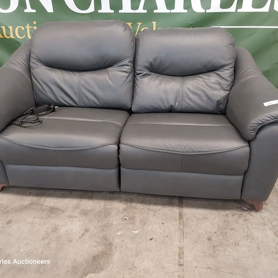 QUALITY BRITISH DESIGNER G PLAN JACKSON POWER RECLINING THREE SEATER SOFA CAMBRIDGE PETROL BLUE LEATHER 