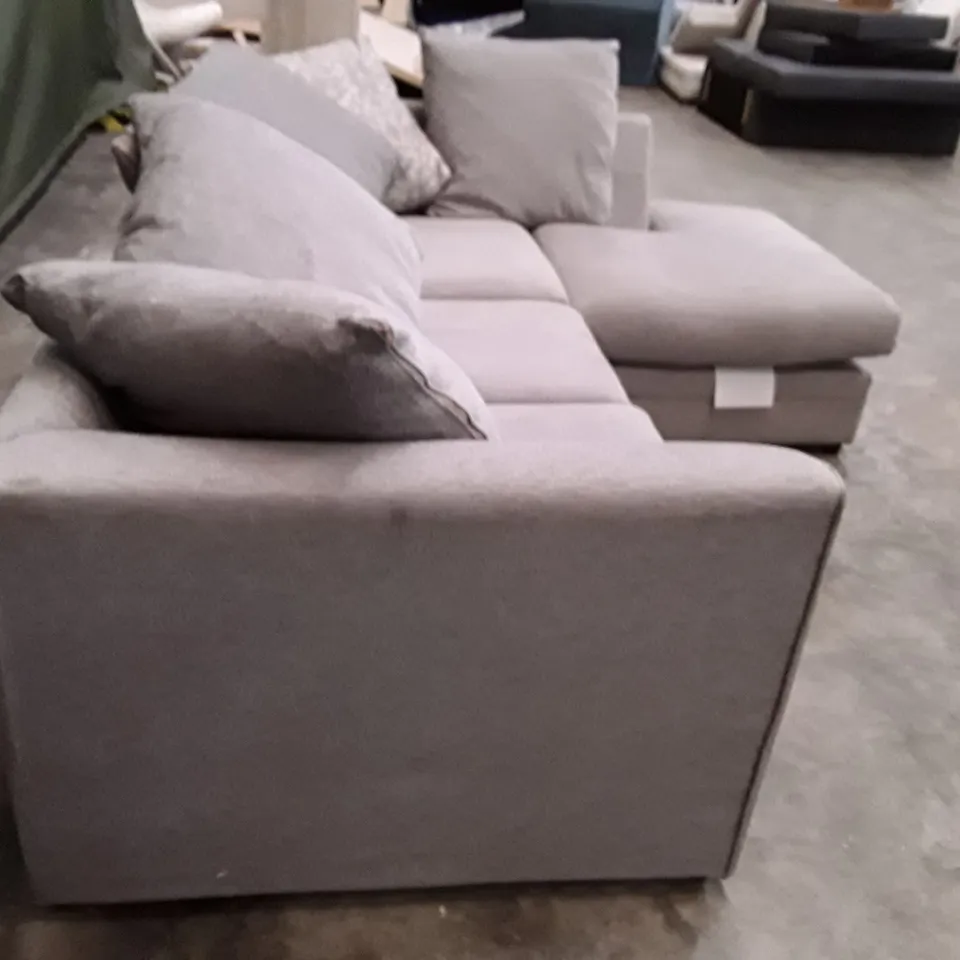 QUALITY DESIGNER CORNER SOFA - LIGHT GREY FABRIC