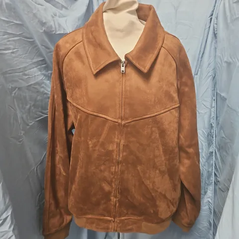 PULL&BEAR BROWN SUEDE-LOOK JACKET – UK 12 (EU L / US L / MEX 40)