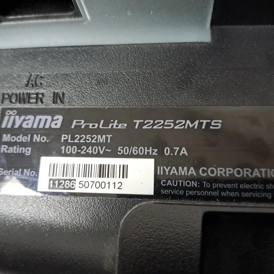 IIYAMA PRO LITE 24" MONITOR T2252MTS MODEL PL2252MT SERIAL #1128650700112