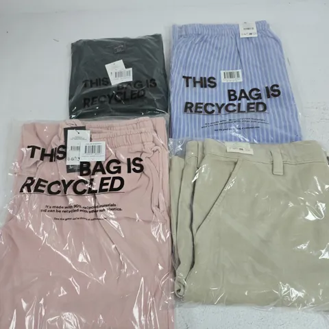 APPROXIMATELY 12 ASSORTED CLOTHING ITEMS IN VARIOUS SIZES, COLOURS & STYLES TO INCLUDE BAGGY WORKER SHORTS, BOX FIT T-SHIRT, WIDE LEG SWEATPANTS, ETC