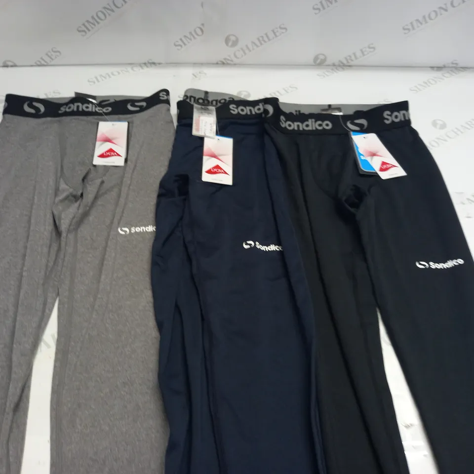 LOT OF 3 SONDICO YOUTH TRAINING LEGGINGS - ALL UK 9/10 YRS