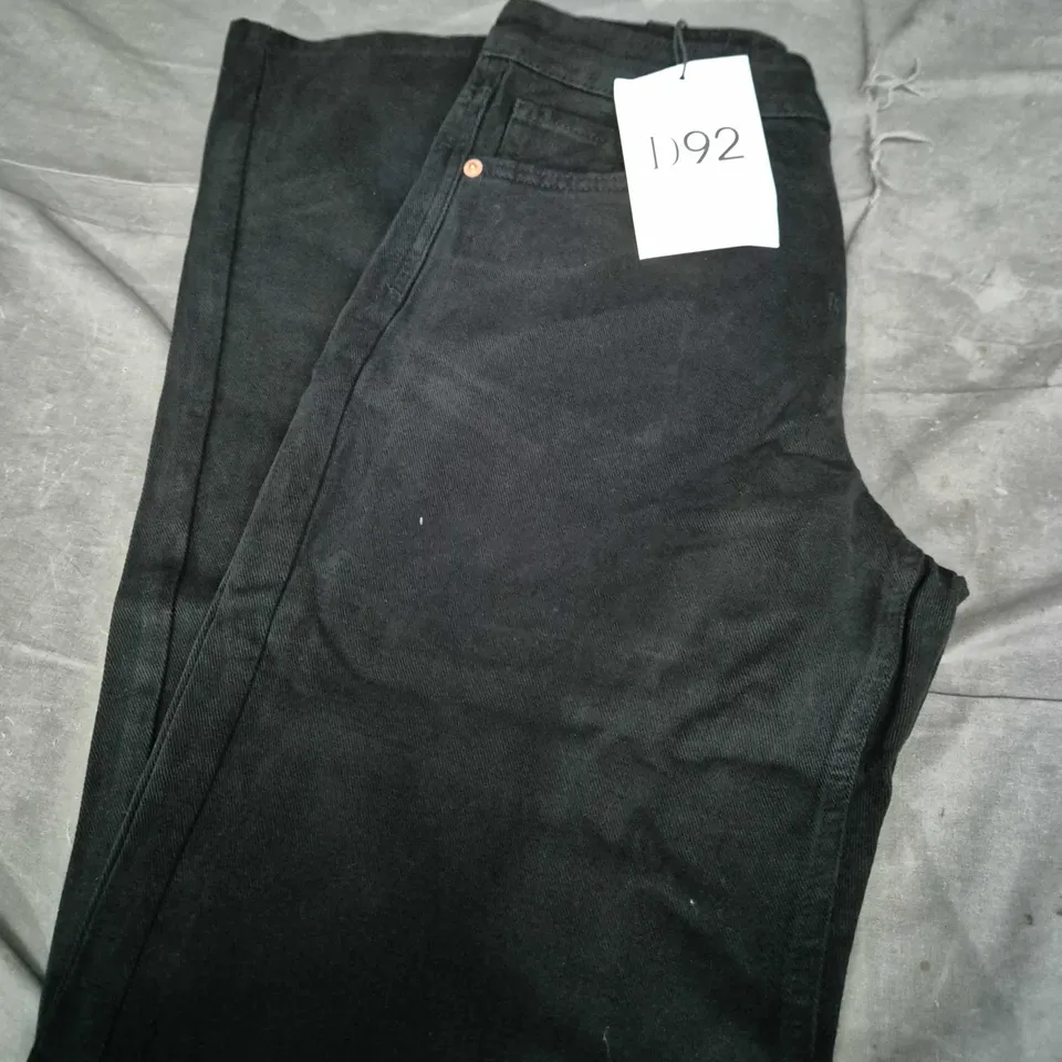 STRADIVARIUS D92 STRAIGHT WIDE BLACK DENIM JEANS SIZE 8