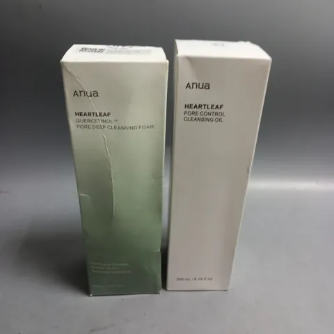 LOT OF 2 BOXED AND SEALED ANUA HEARTLEAF CLEANSING FOAM 150ML AND CLEANSING OIL 200ML