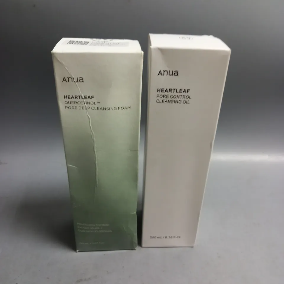LOT OF 2 BOXED AND SEALED ANUA HEARTLEAF CLEANSING FOAM 150ML AND CLEANSING OIL 200ML