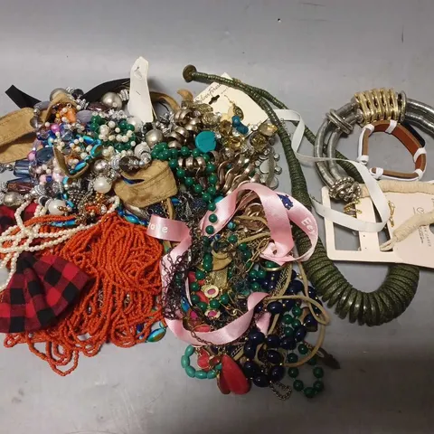 APPROXIMATELY 30 ASSORTED JEWELLERY ITEMS TO INCLUDE EARRINGS, NECKLACES, BRACELETS, ETC