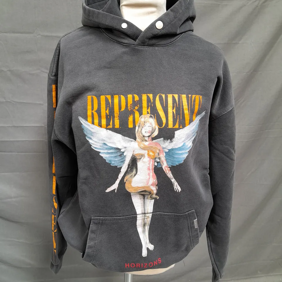 REPRESENT REBORN HOODIE AGED BLACK - XXS
