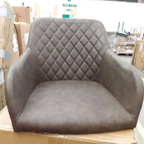 BOXED SET OF 2 UPHOLSTERED FAUX LEATHER DINING CHAIRS - BROWN (1 BOX)