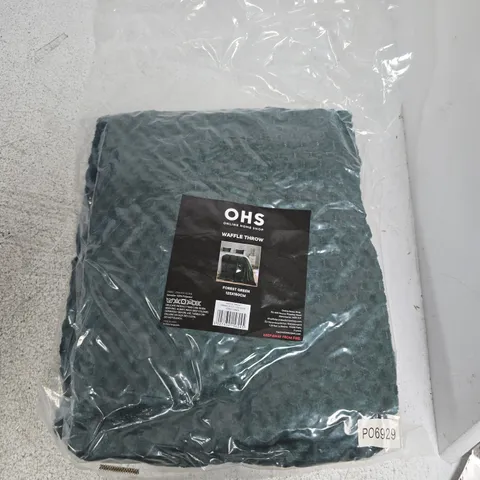 OHS WAFFLE THROW β FOREST GREEN, 125X150 CM