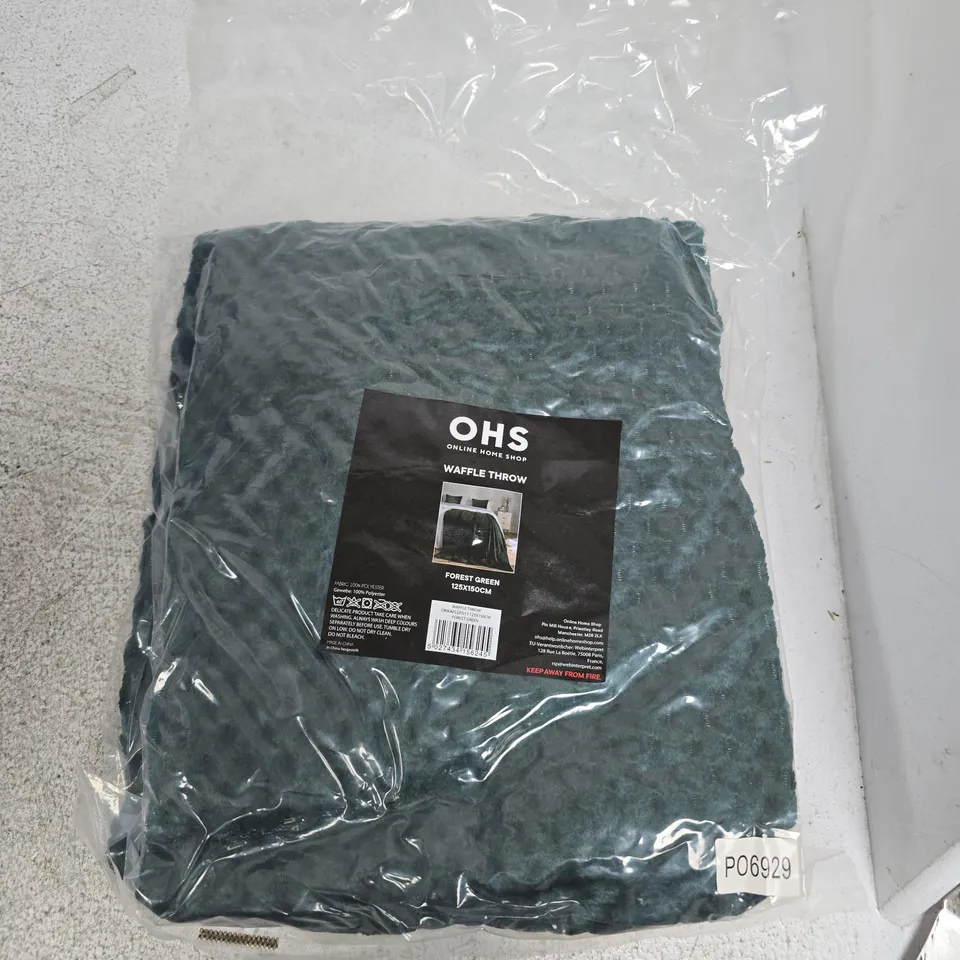 OHS WAFFLE THROW – FOREST GREEN, 125X150 CM