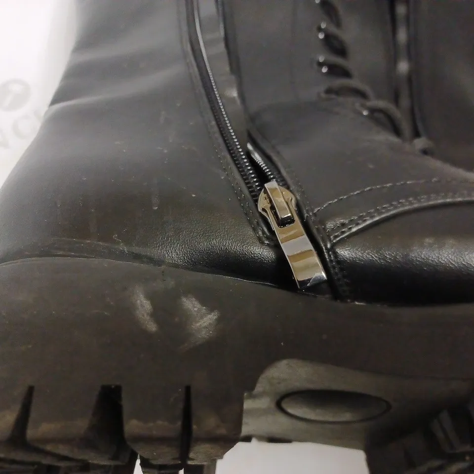 KOI VEGAN DELTORA BLACK LACE UP LONG BOOTS - SIZE UNKNOWN 