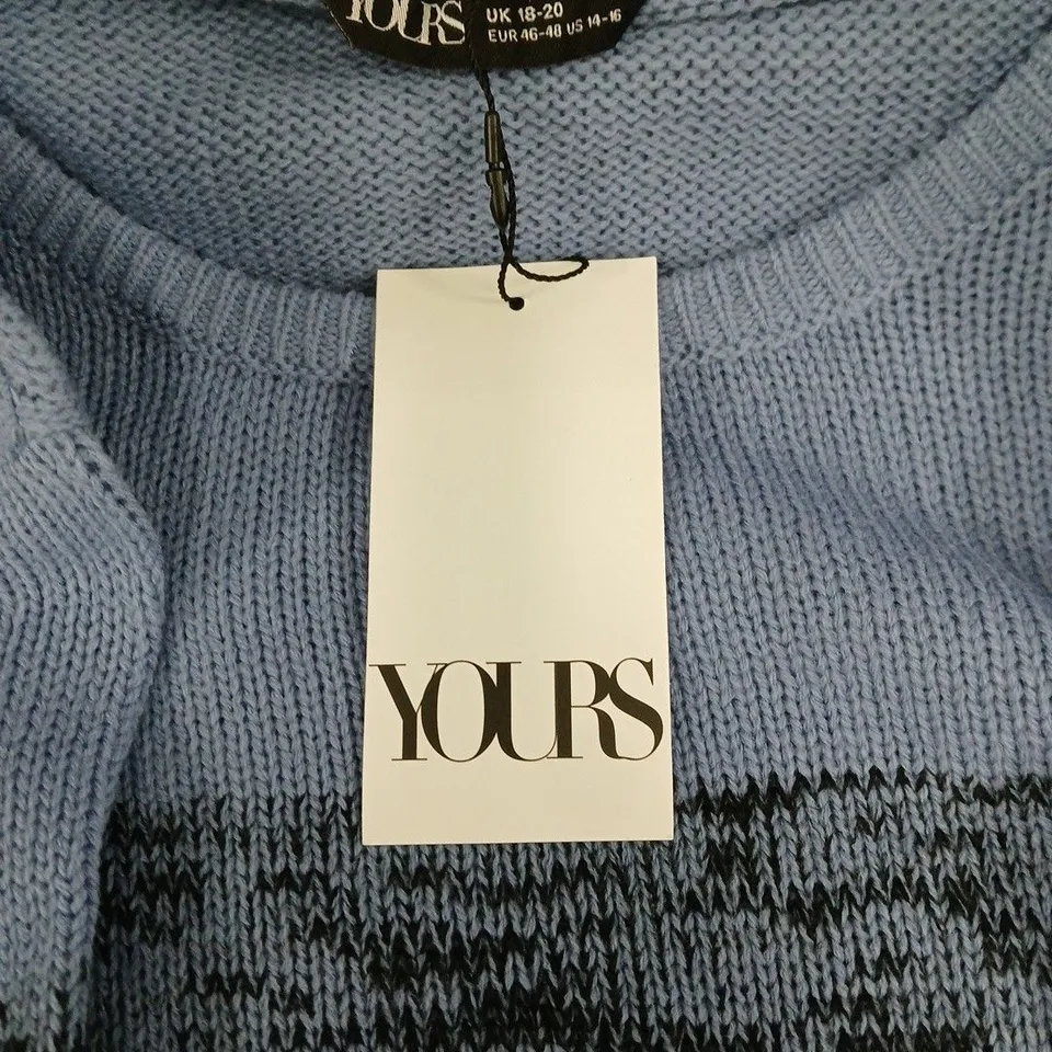 YOURS KNIT JUMPER, UK 18-20, LIGHT BLUE GRADIENT COLOURBLOCK RRP £92