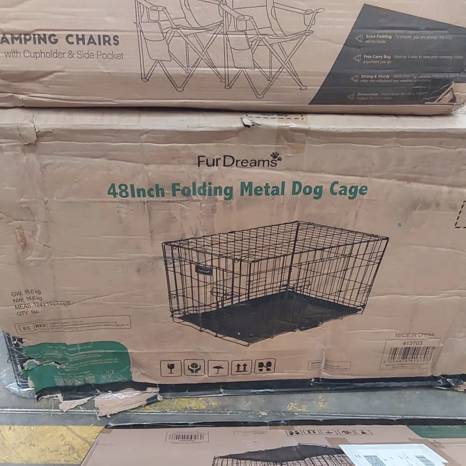 BOXED FURDREAMS 48INCH FOLDABLE METAL DOG CAGE