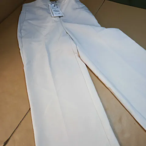 ZARA CREAM WIDE LEG TROUSERS - SMALL