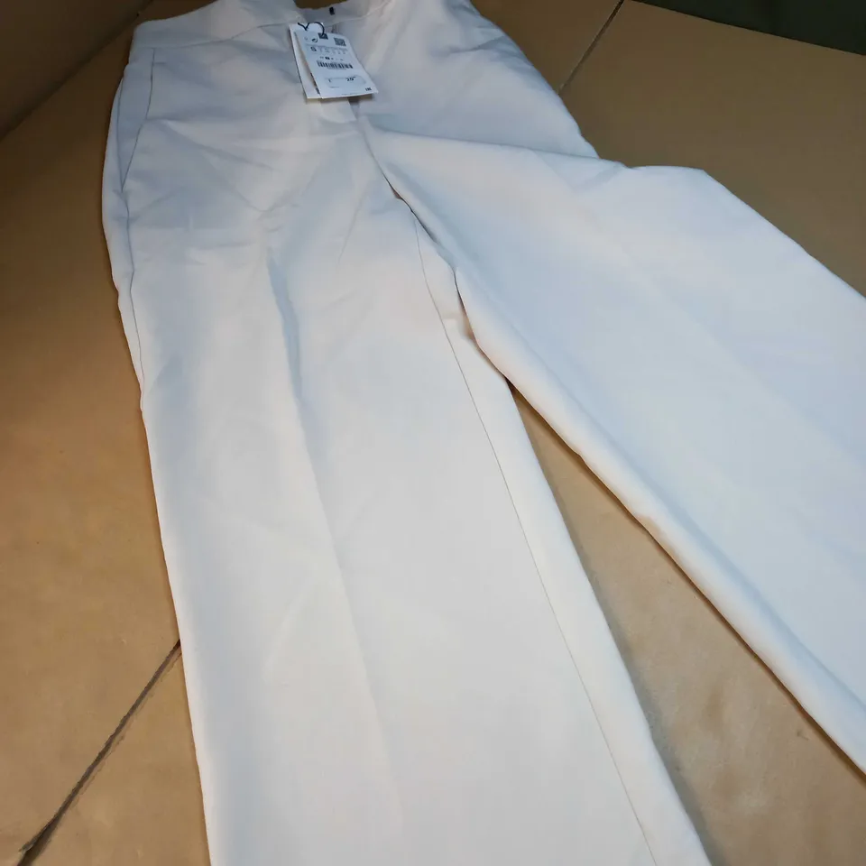 ZARA CREAM WIDE LEG TROUSERS - SMALL
