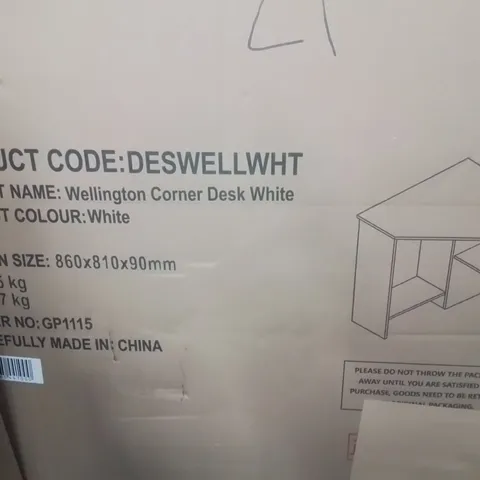BOXED WELLINGTON 72CM W CORNER COMPUTER DESK -WHITE-