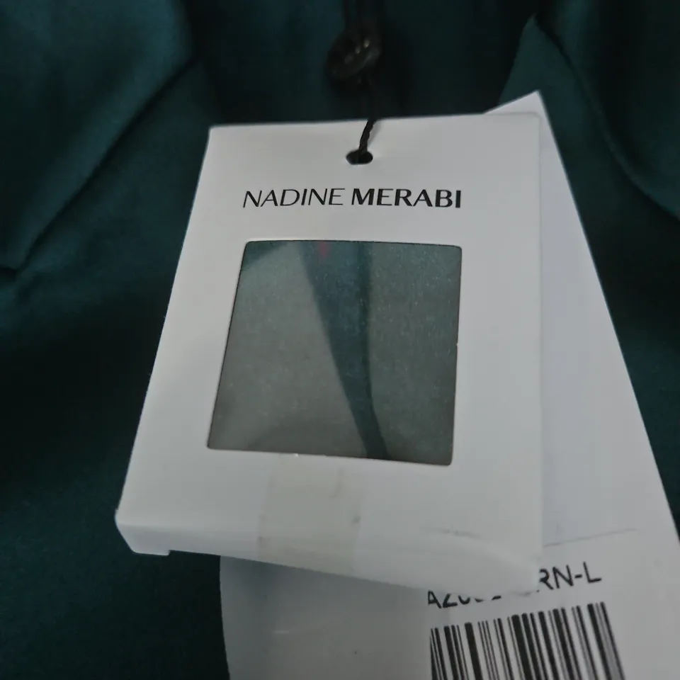 NADINE MERABI EMERALD GREEN SATIN BLAZER – UK 14 (US 10, EUR 42)