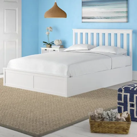 BOXED SHIREBROOK OTTOMAN BED DOUBLE - WHITE (3 BOXES)