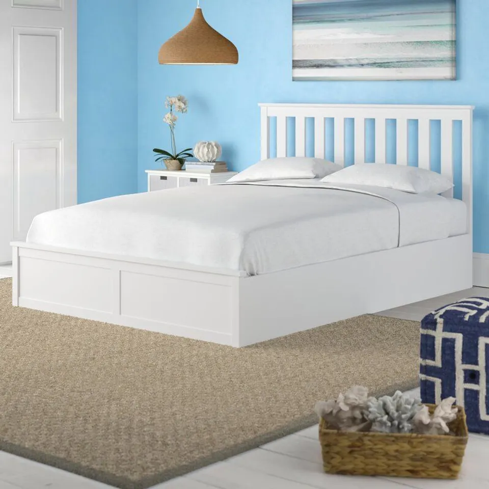 BOXED SHIREBROOK OTTOMAN BED DOUBLE - WHITE (3 BOXES)
