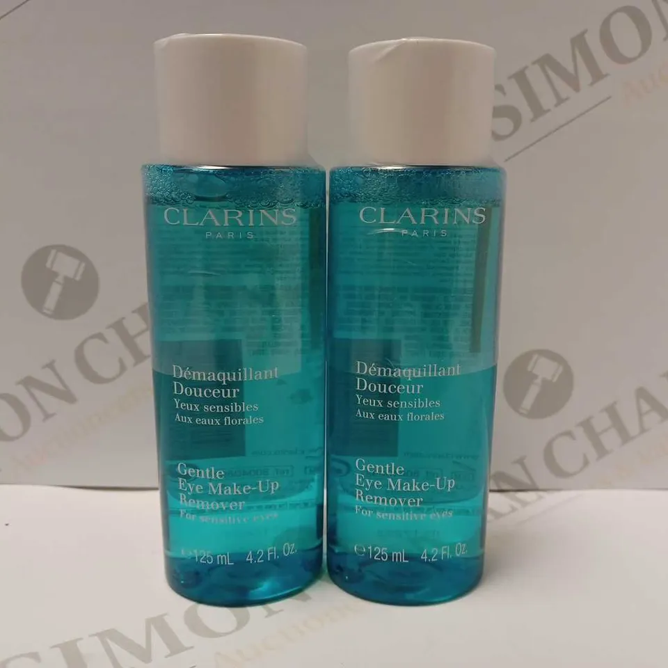 LOT OF 2 X 125ML CLARINS GENTLE EYE MAKE-UP REMOVER