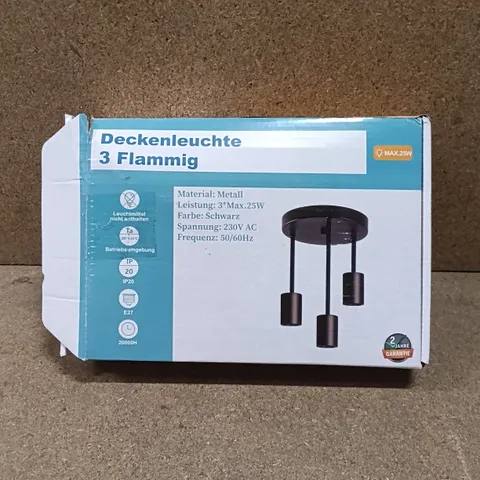 BOXED CEILING LIGHT WITH 3 LIGHTS - BLACK