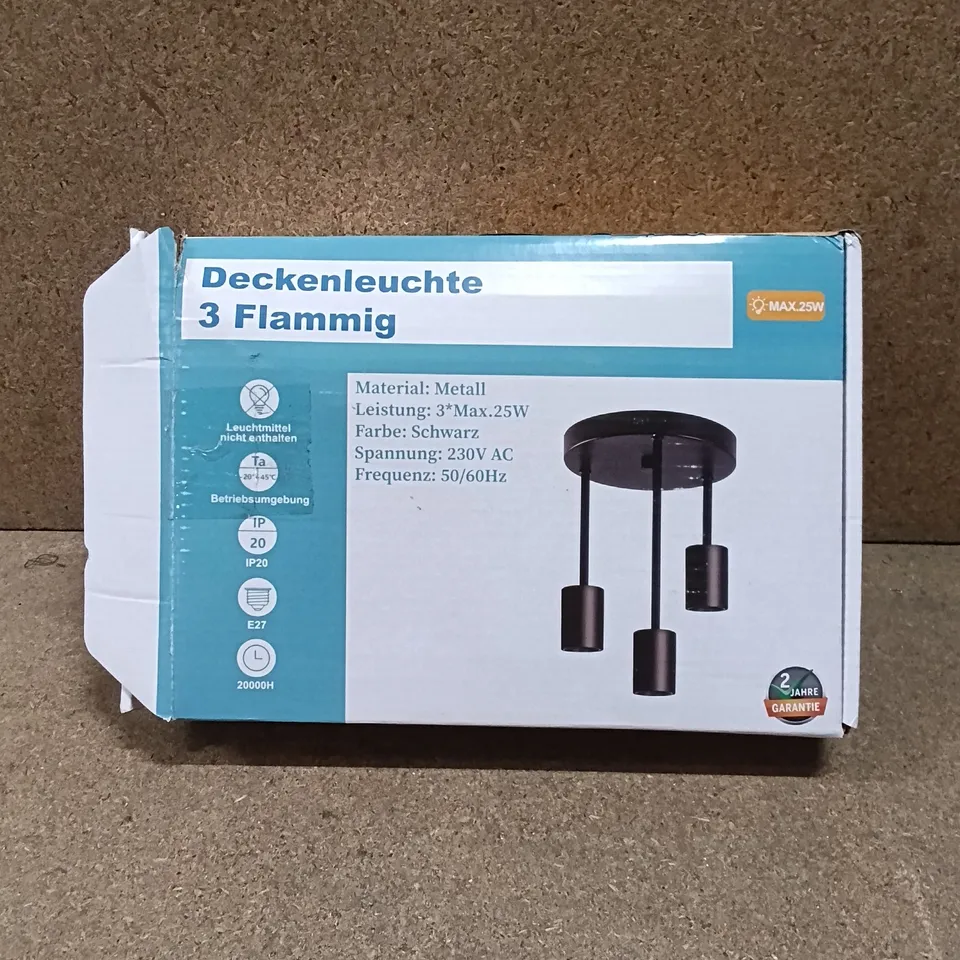 BOXED CEILING LIGHT WITH 3 LIGHTS - BLACK 