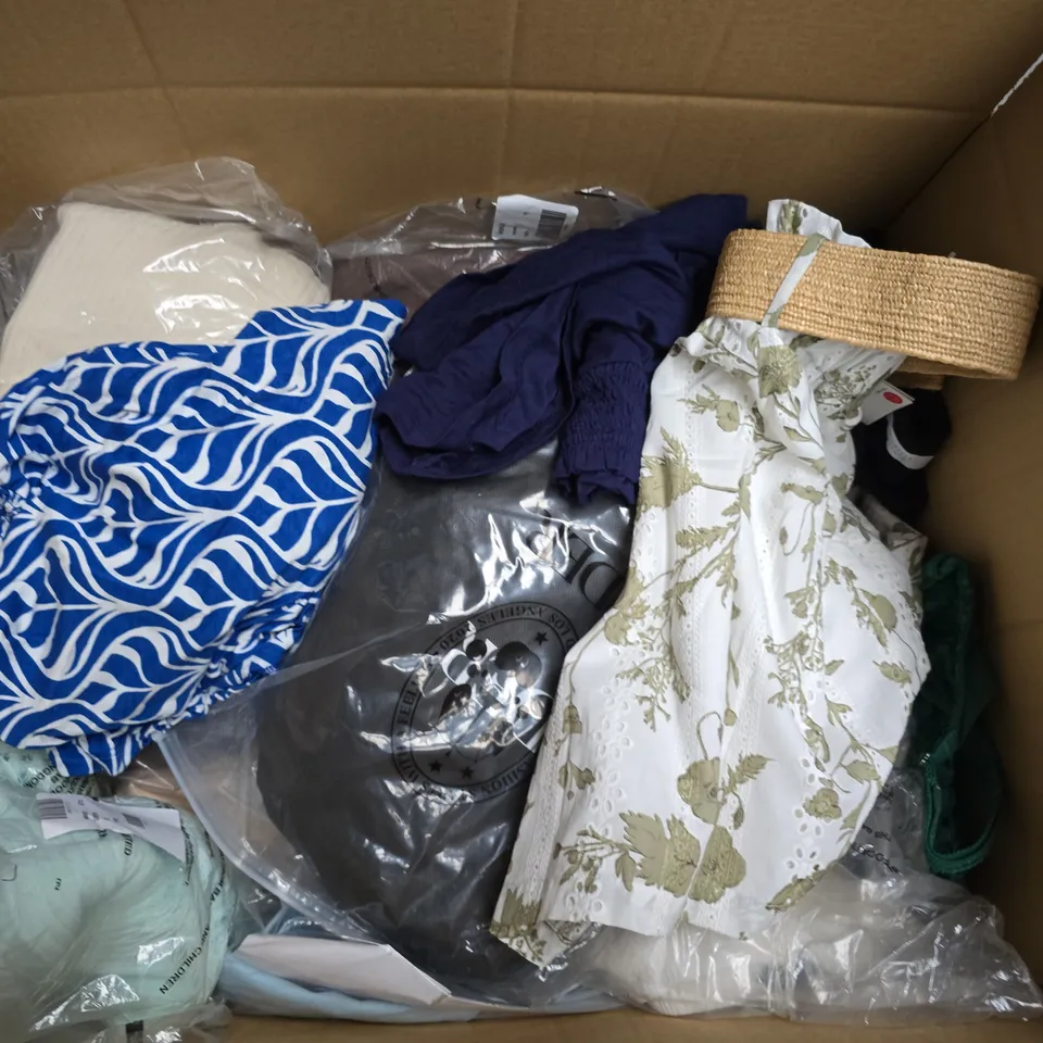 BOX OF APROX 20 ASSORTED ITEMS OF CLOTHING IN VARIOUS STYLES, SIZES AND COLORES - COLLECTION ONLY 