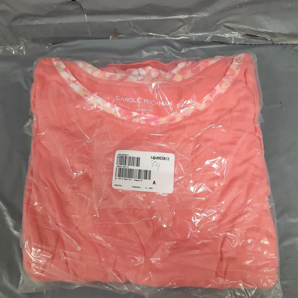 CAROLE HOOCHMAN PAPAYA TOP & PANTS SET - 3XL