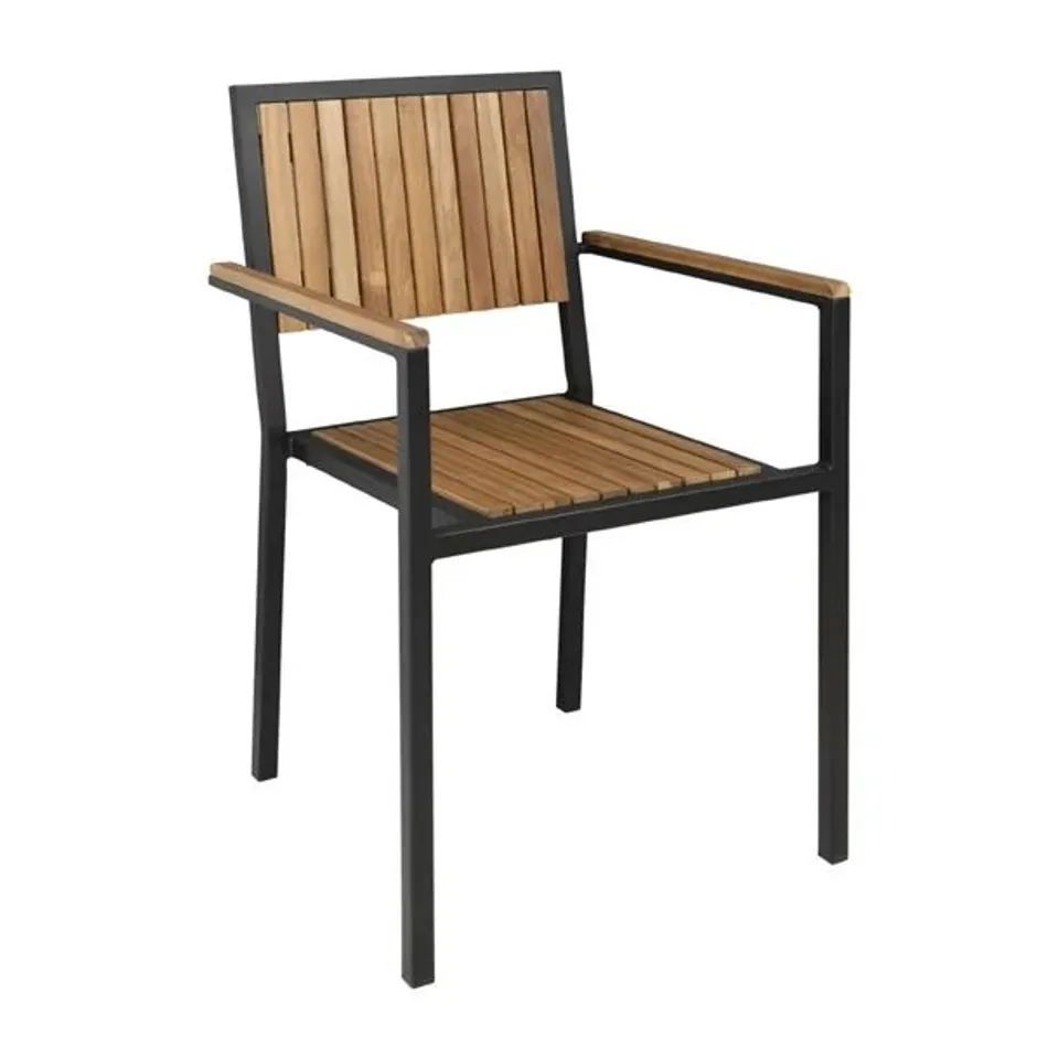 BOXED BOLERO STEEL & ACACIA ARMCHAIRS (4 PACK)