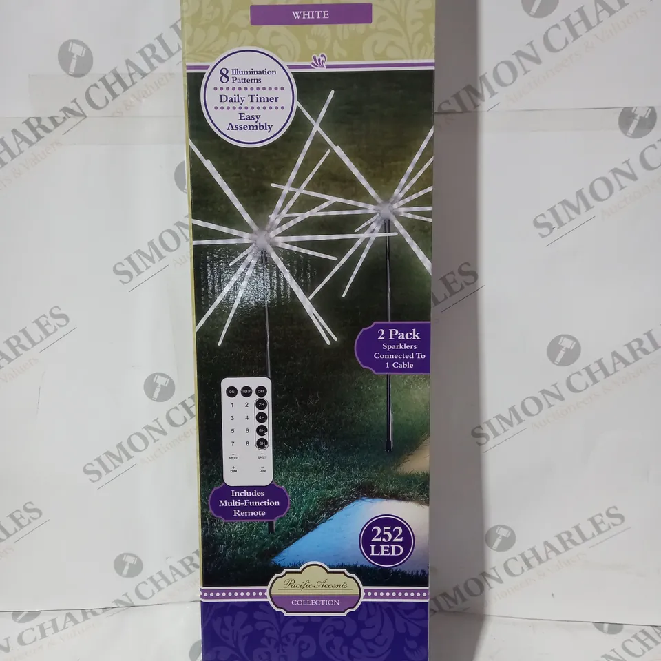 BOXED PACIFIC ACCENTS SET OF 2 LED SPARKLER LIGHTS WITH TIMER & REMOTE