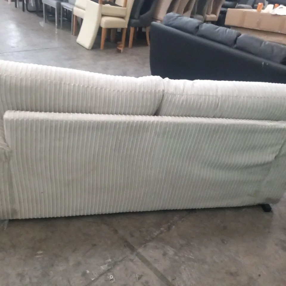 DESIGNER BEIGE CORDED FABRIC THREE SEATER SOFA